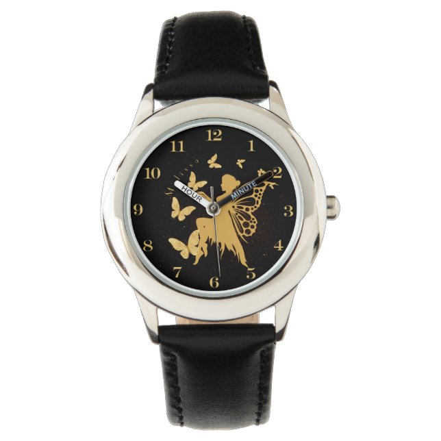 Montre Fée de papillon d'or personnalisé (devant)