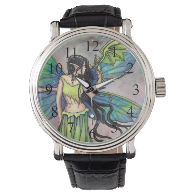Montre Fée gothique et Dragon Art Imaginaire mystique (devant)