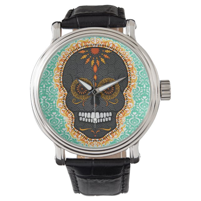Montre Feliz Muertos - Festive Sugar Skull Watch (devant)