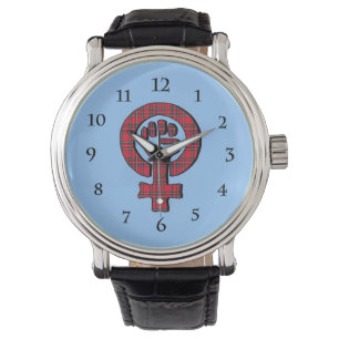 Montre féministe de tartan écossais