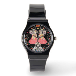 Montre FEMME, CENTAUR FLORAL Rouge Noir Blanc Motif Klimt