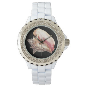 Montre femme coquille conque rose