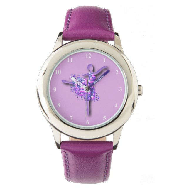 Montre Femme danseuse de ballet Ballerina Watch - Violet (devant)