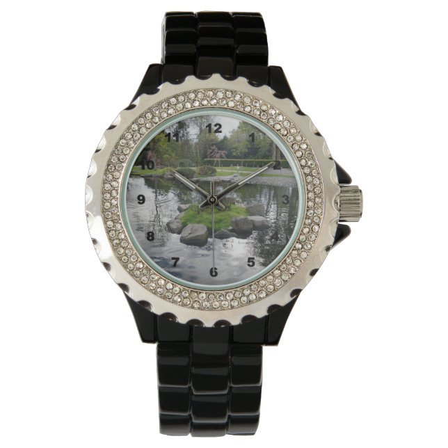 Montre femme en pierre blanche en strass (devant)