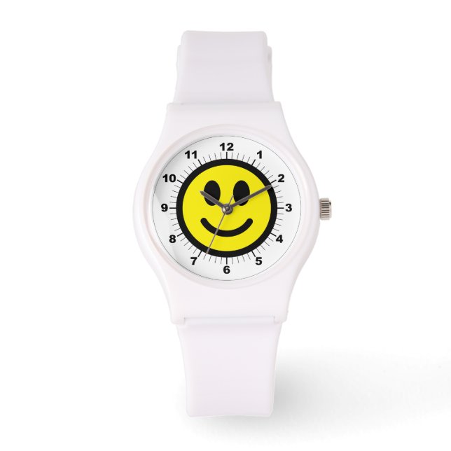 Montre Femme Happy Face Sporty White Silicon Watch (Recto)