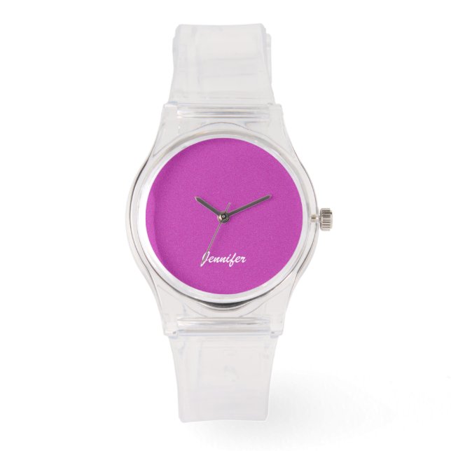 Montre Femme Hot rose et violet Nom personnalisé Wrist (Recto)