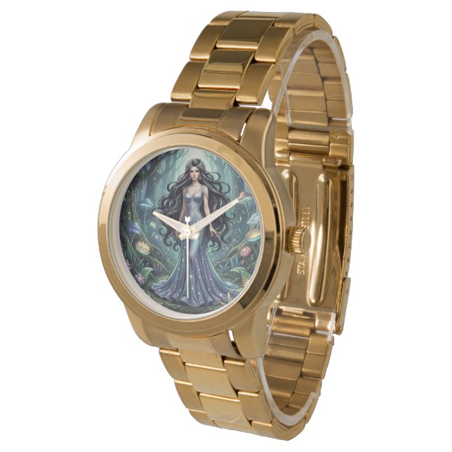 Montre Femme majestueuse avec une robe argentée (Incliné)