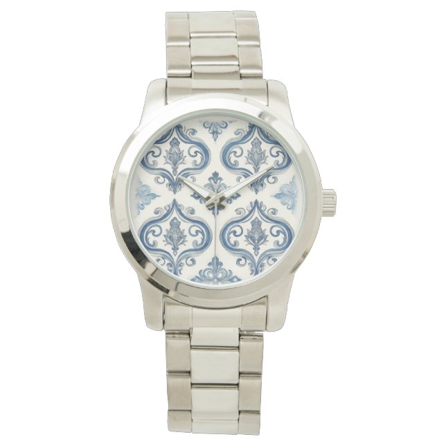 Montre Femme, Mosaic Blue Silver, Montre Luxe (devant)