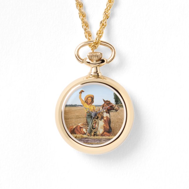 Montre Femme Occidentale vintage À Cheval Agitant (Recto)