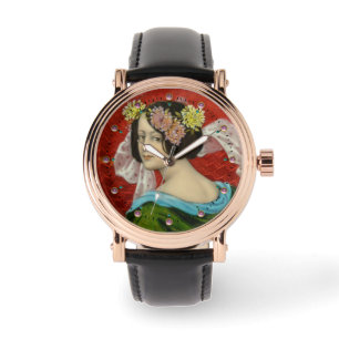 MONTRE FEMME ROMANTIQUE AVEC FLEURS VINTAGE ENAMI