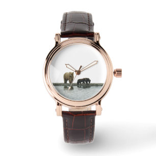 Montre Femmes avec ours grizzli & petits