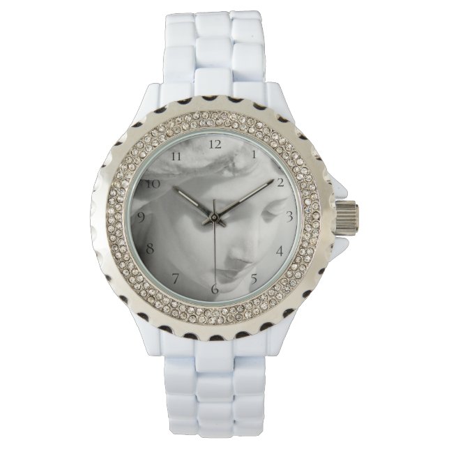Montre *~* Femmes Marbre blanc Beau Ange (devant)
