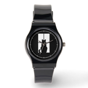 Montre Fenêtre Chat noir Cliquez pour Customiser une déco
