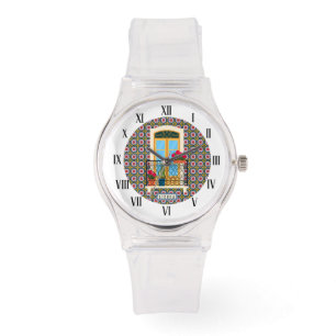 Montre Fenêtre de la maison de Lisbonne avec plantes et c