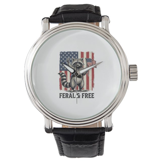 Montre Feral and Free Patriotic Raccoon Vintage Shirt Des (devant)