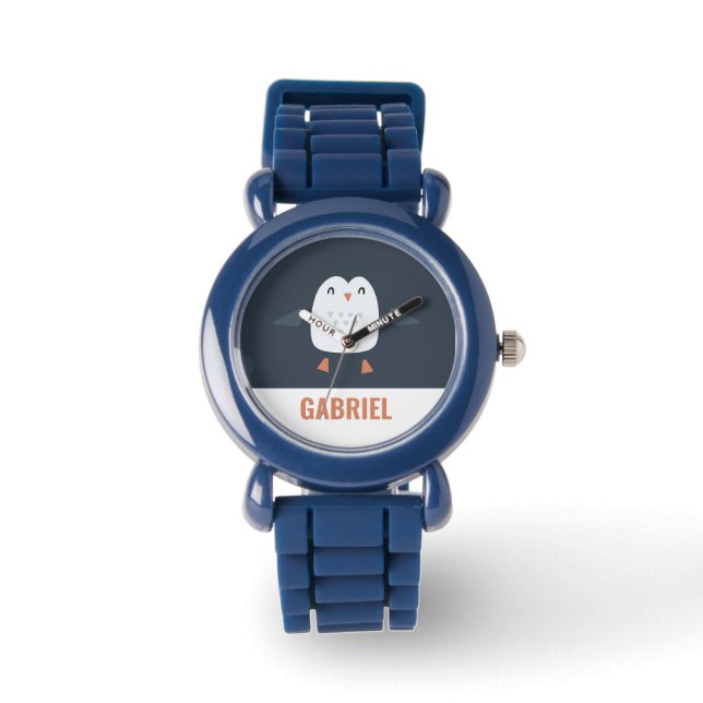 Montre festif drôle petit pingouin personnalisé enfants (Recto)
