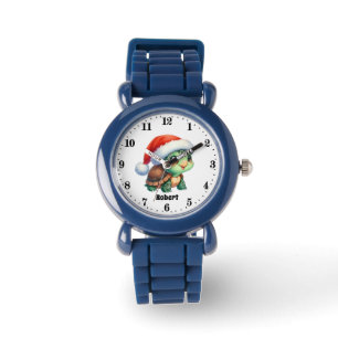 Montre Festivals garçons Tortue de Noël ajouter le nom