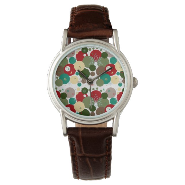 Montre Festive Circles, Snowflakes & Holiday Elegance (devant)