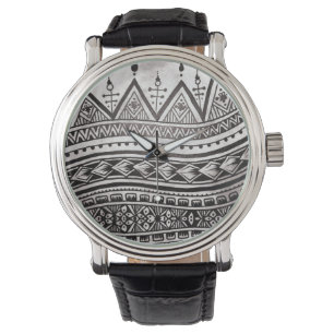 Montre Fête des pères de Motif de tatouage tribal noir