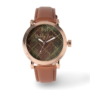 Montre Fête des Pères, Meilleur Papa Ever,Luxe Or Rouge V