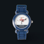 Montre fête drôle bonhomme de neige personnalisé enfants<br><div class="desc">fête drôle mignon bonhomme de neige personnalisé design enfant</div>