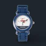 Montre fête drôle bonhomme de neige personnalisé enfants<br><div class="desc">fête drôle mignon bonhomme de neige personnalisé design enfant</div>