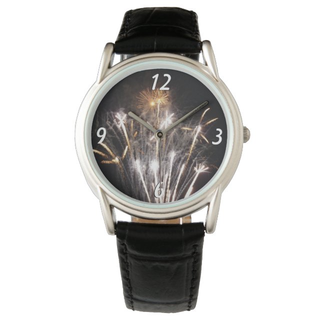 Montre Feu d'artifice blanc et or I Fête patriotique (devant)