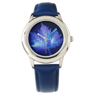 Montre Feuille bleue électrique de lueur