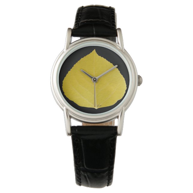 Montre Feuille d'Aspen jaune #5 (devant)