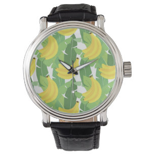 Montre Feuille de banane et motif de fruit