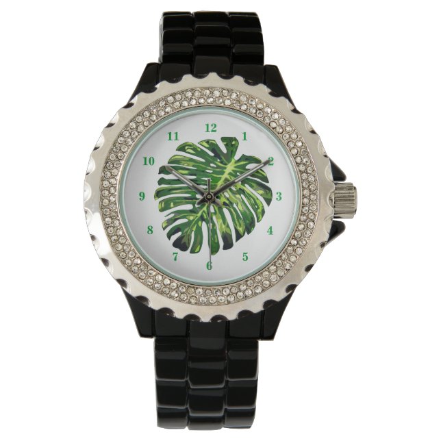 Montre Feuille de monstère tropicale (devant)