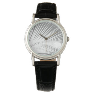 Montre Feuille de palme - gris et blanc