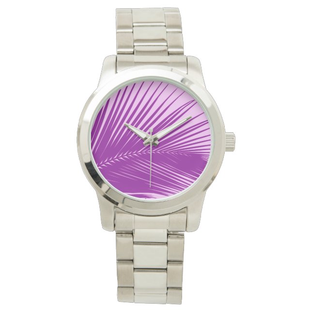 Montre Feuille de palme - orchidée et violette (devant)