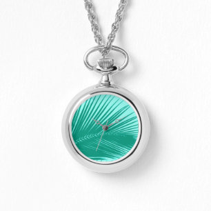 Montre Feuille de palme - Turquoise et aqua