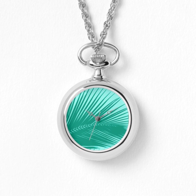 Montre Feuille de palme - Turquoise et aqua (Recto)