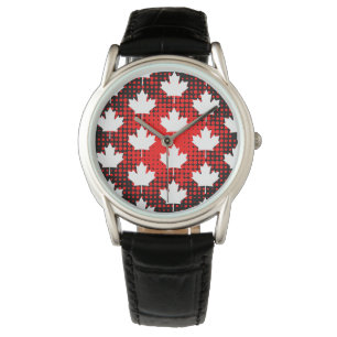 Montre Feuille d'érable canadienne avec fond à motif de p