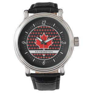 Montre Feuille d'érable canadienne rouge patriotique avec