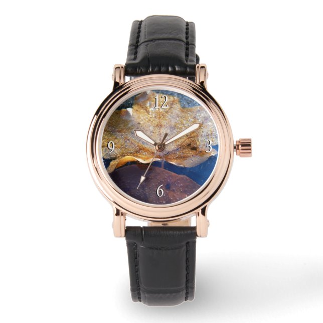 Montre Feuille d'érable jaune congelée Automne Nature (Recto)