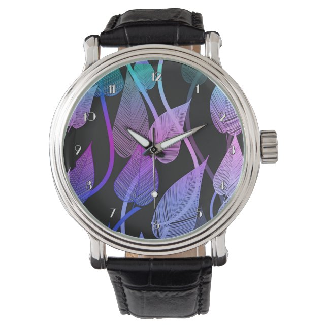 Montre Feuille d'été coloré Motif Wrist Watch (devant)
