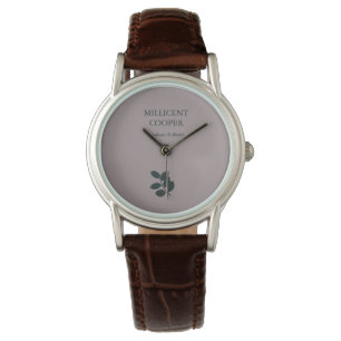Montre Feuille gris foncé silhouette violet