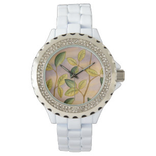 Montre Feuille vert et jaune sur l'arrière - plan de