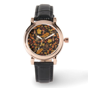 Montre Feuilles d'automne, baies, champignons et fleurs