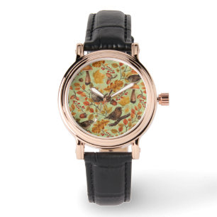 Montre Feuilles d'automne, baies, champignons et fleurs