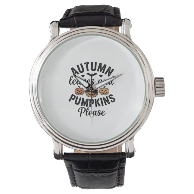 Montre Feuilles d'automne Citrouilles S'il vous plaît Vin (devant)