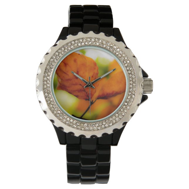 Montre Feuilles d'automne orange (devant)