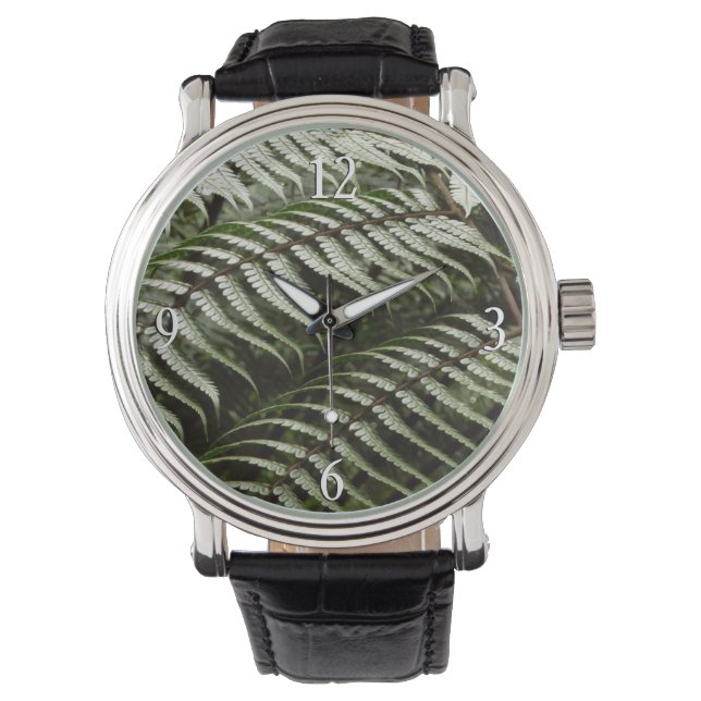 Montre Feuilles de fougère II Vert foncé Nature (devant)