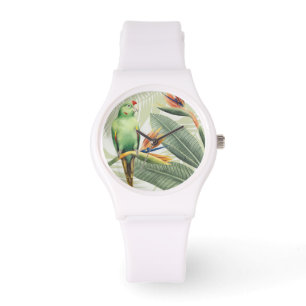 Montre Feuilles De Palmiers Avec Oiseau Vert