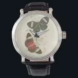 Montre Feuilles de Sepia avec papillons colorés<br><div class="desc">Les ailes de ces papillons colorés se démarquent merveilleusement par rapport aux tons sépia des feuilles dessinés à la main dans cette pièce. La beauté captivante de cette impression serait extraordinaire dans votre maison. Achète-en un exemplaire aujourd'hui !</div>