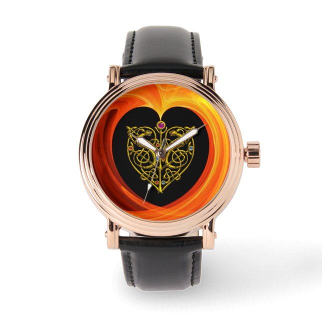 MONTRE FEUILLES D'OR DANS LES CHALEINES FRACTALES ORANGE (Recto)