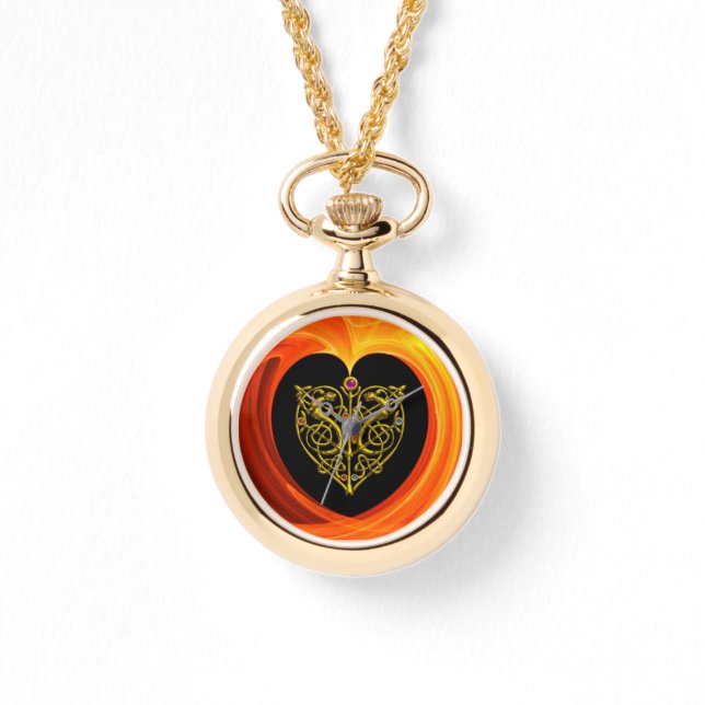 MONTRE FEUILLES D'OR DANS LES CHALEINES FRACTALES ORANGE (Recto)